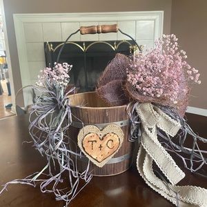 Wedding flower girl wood bucket, wood bucket, wedding card wood bucket